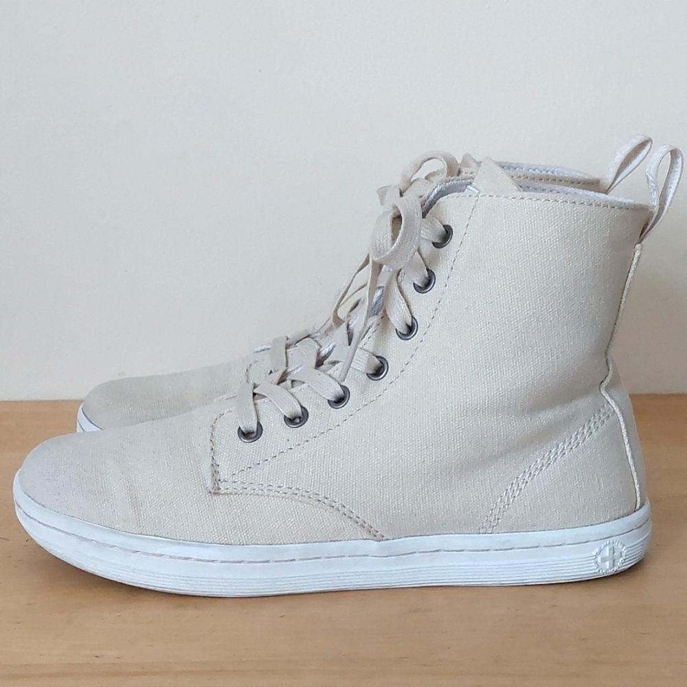 Dr. Marten Hackney Cream White Canvas High-Top Sneakers